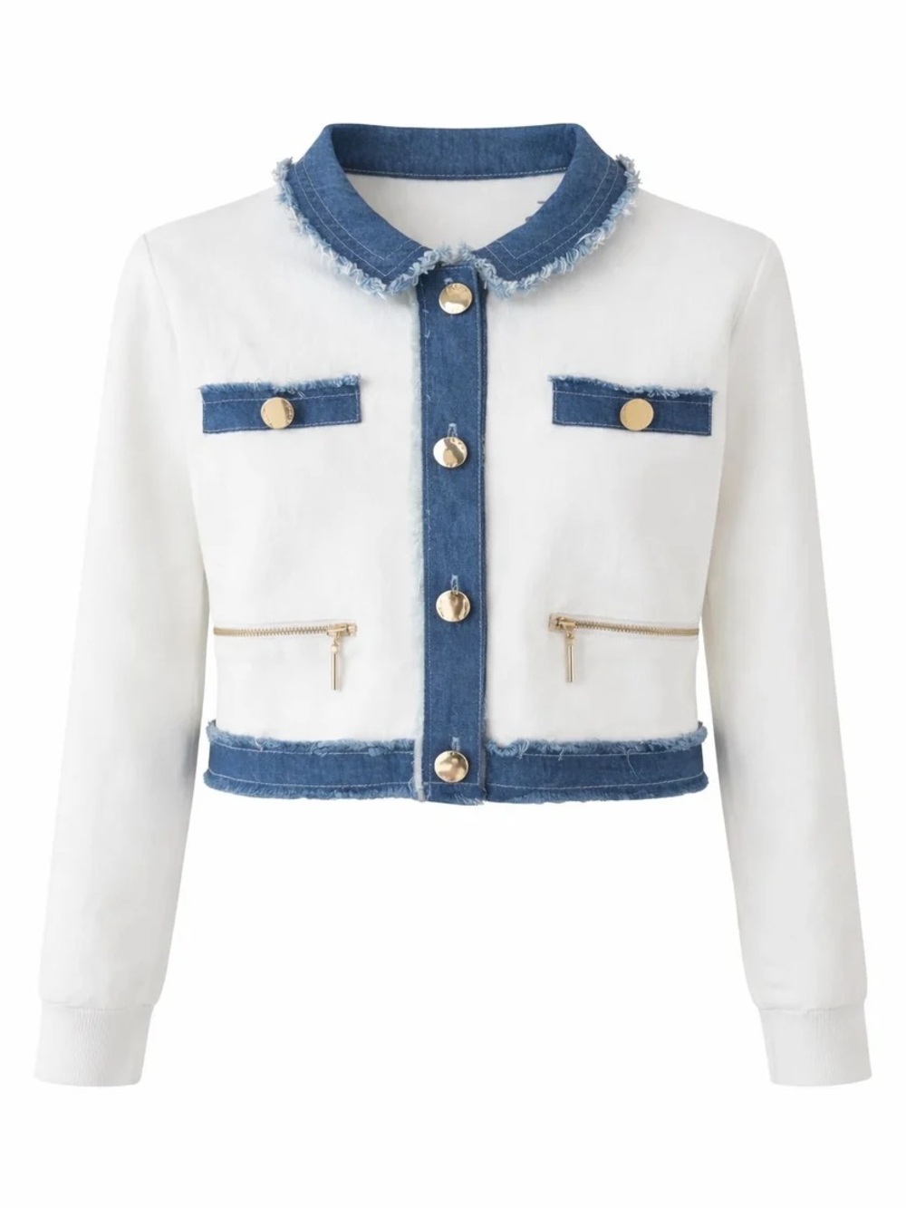 Aleeza Paris Della Denim Cardigan size XL ivory blue button front